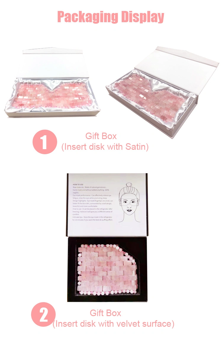 Natural Rose Quartz Jade Stone Mask Ice and Hot Compresses Pink Crystal Jade Eye Mask for Sleep and Relieve Eye Fatigue