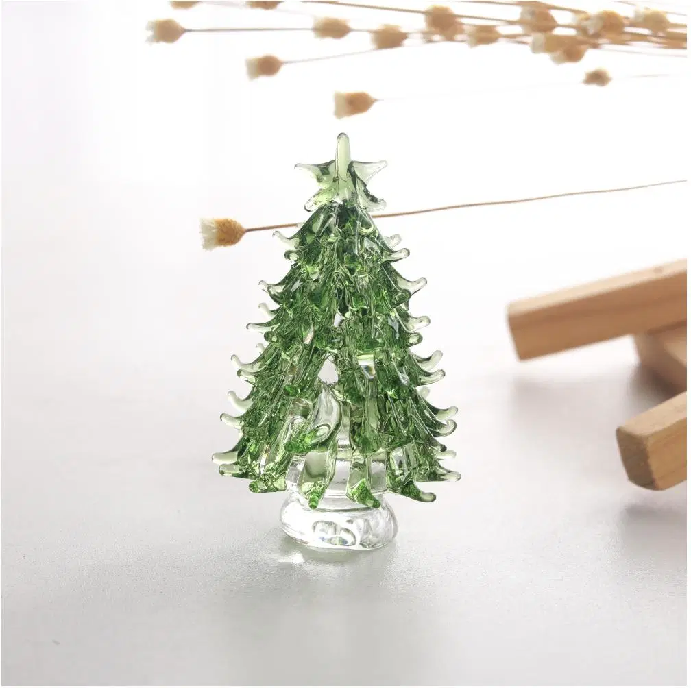 Glass Mini Christmas Tree Crystal Table Ornament Souvenir Gift Home Decoration Crafts