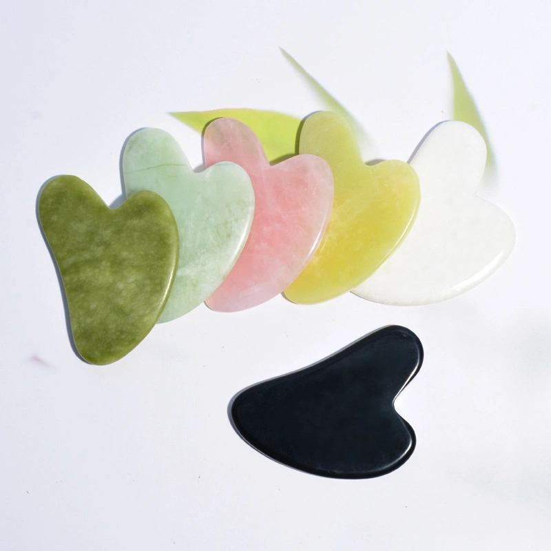 Anti-Aging Guasha Heart Shape White Xiuyan Jade Guasha Massager