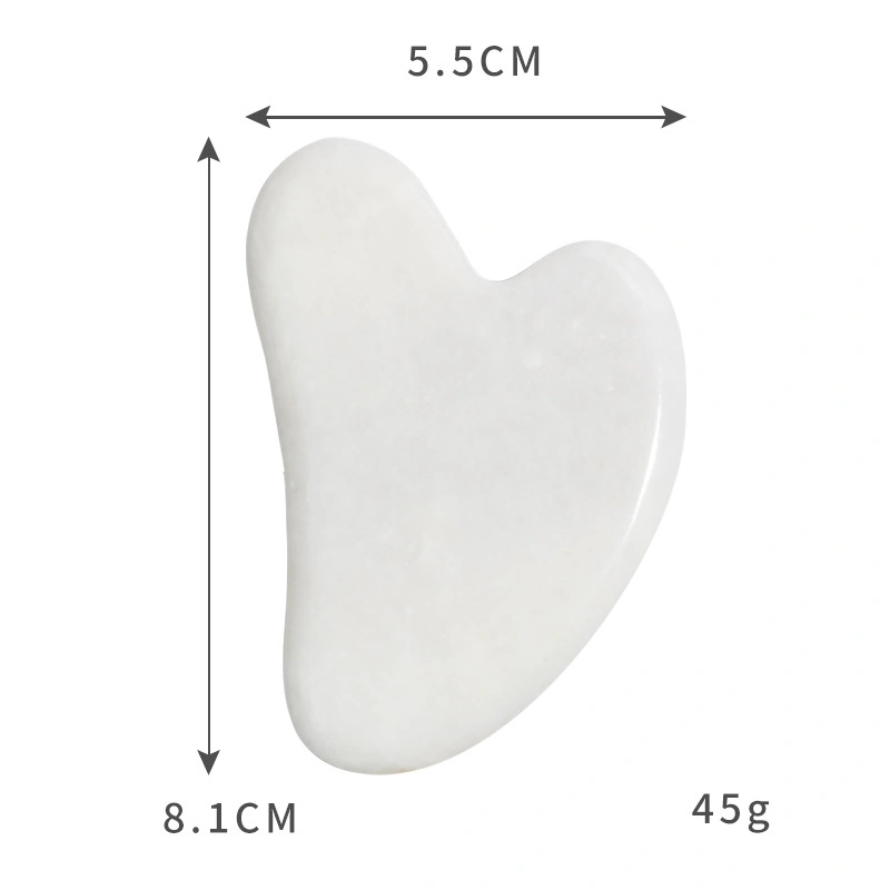 Anti-Aging Guasha Heart Shape White Xiuyan Jade Guasha Massager