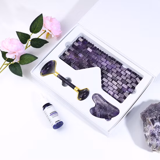 Novo cristal natural rosa quartzo pedra ferramenta de massagem corporal rolo jade gua sha raspagem ferramentas de massagem facial